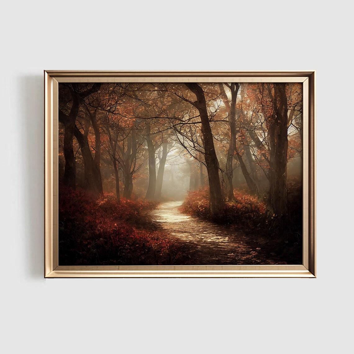 Fall Landscape Art Print, Autumn Forest Decor
