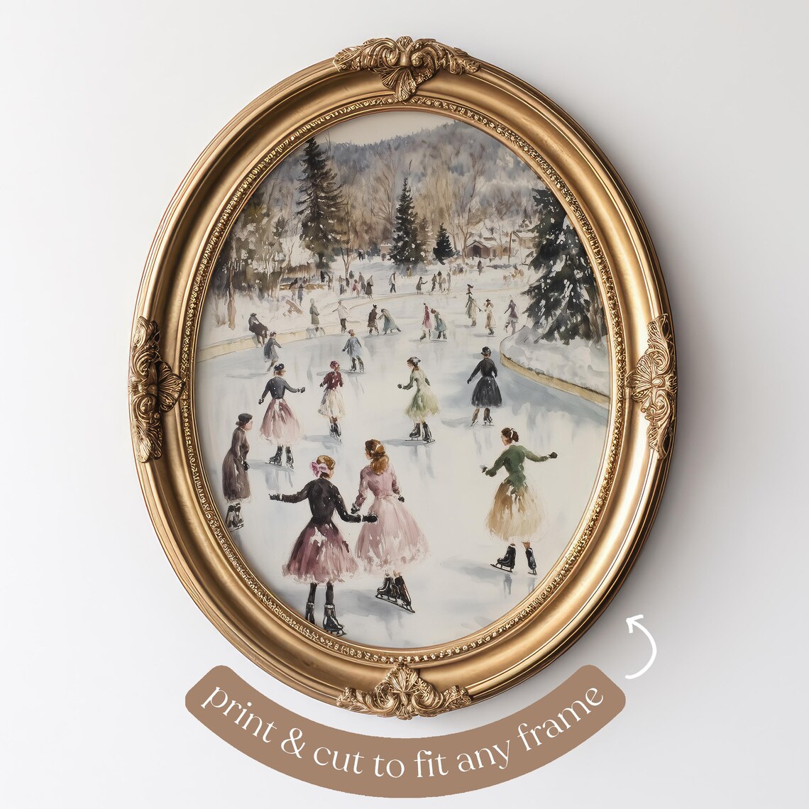 Victorian Ice Skating Print, Winter Wonderland Art Print - Image 4