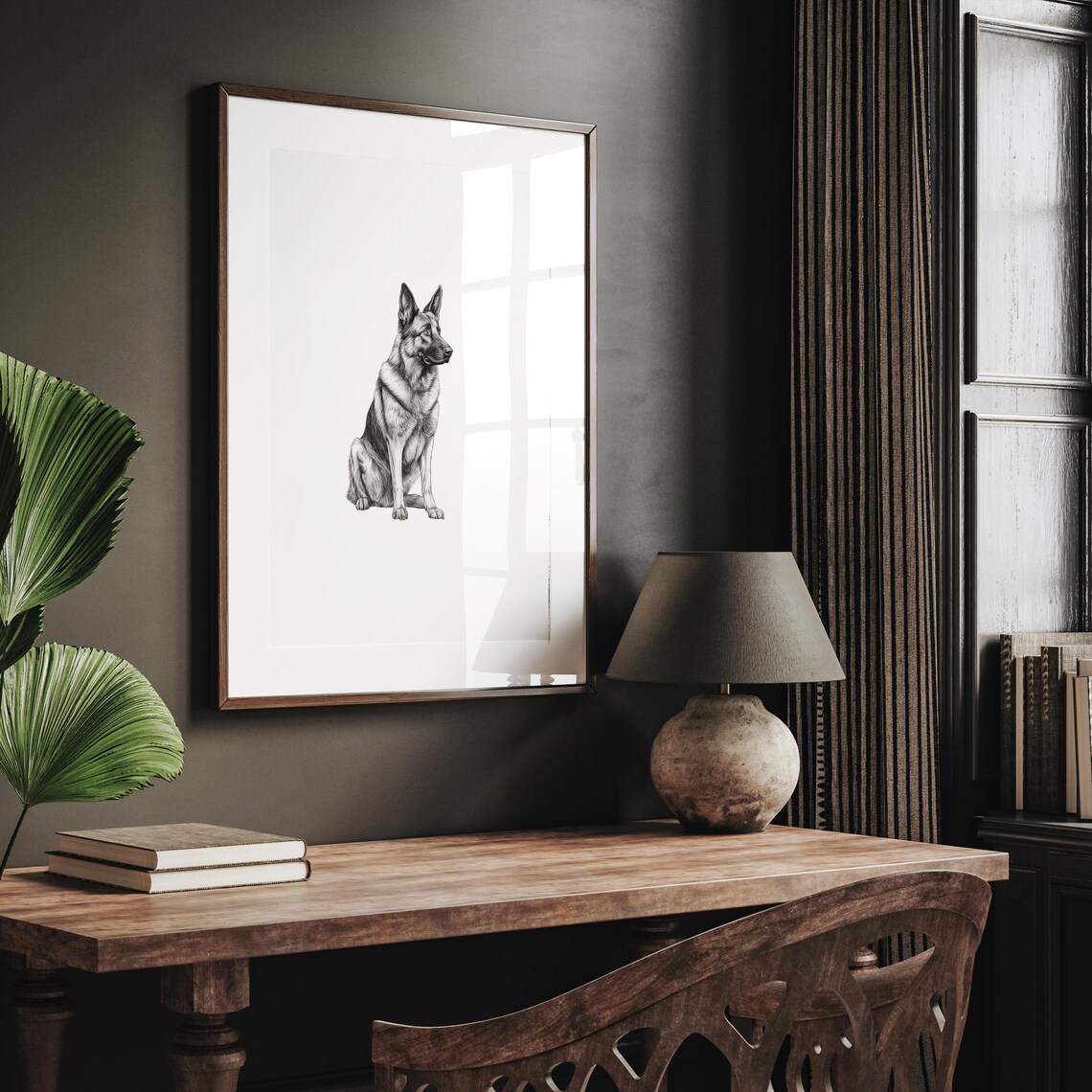 German Shepherd Print, Alsatian Dog Sketch Art - Image 3