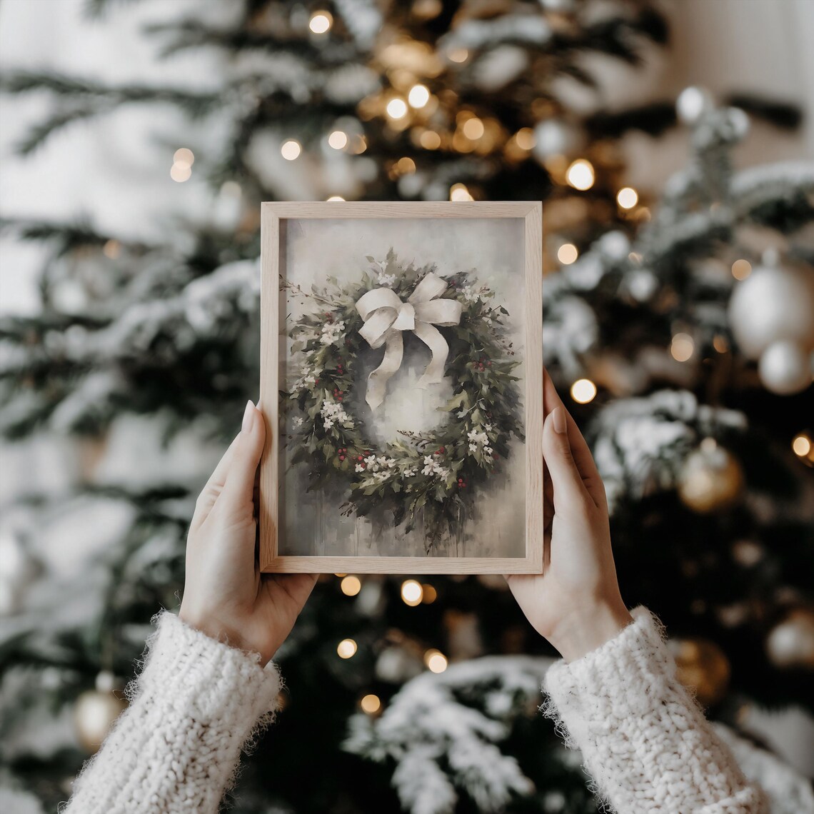 Holiday Wreath Vintage Christmas Art Print - Image 5