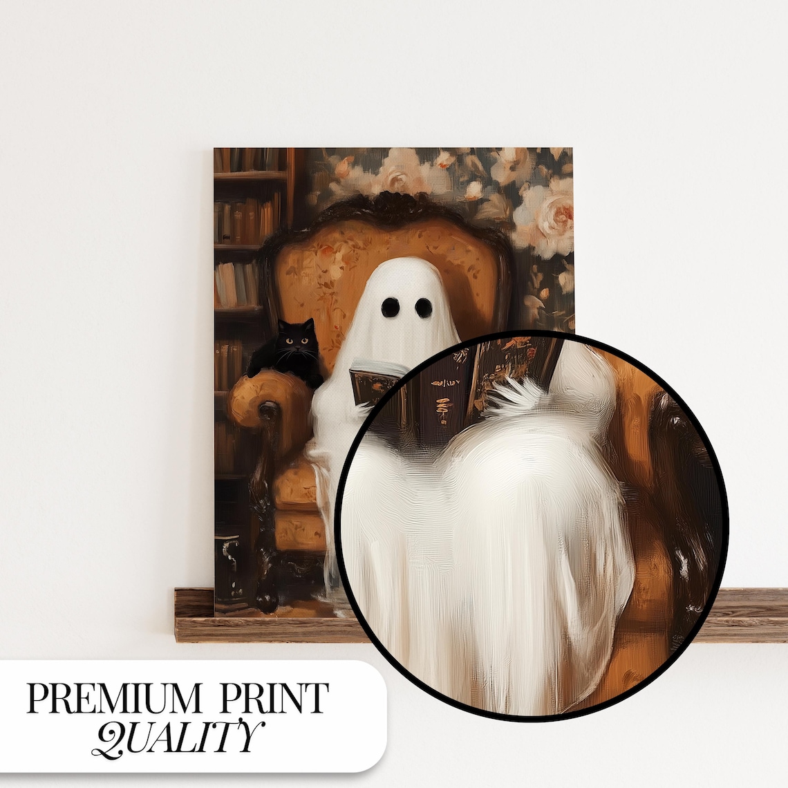 Library Ghost Halloween Dark Academia Art Print - Image 4