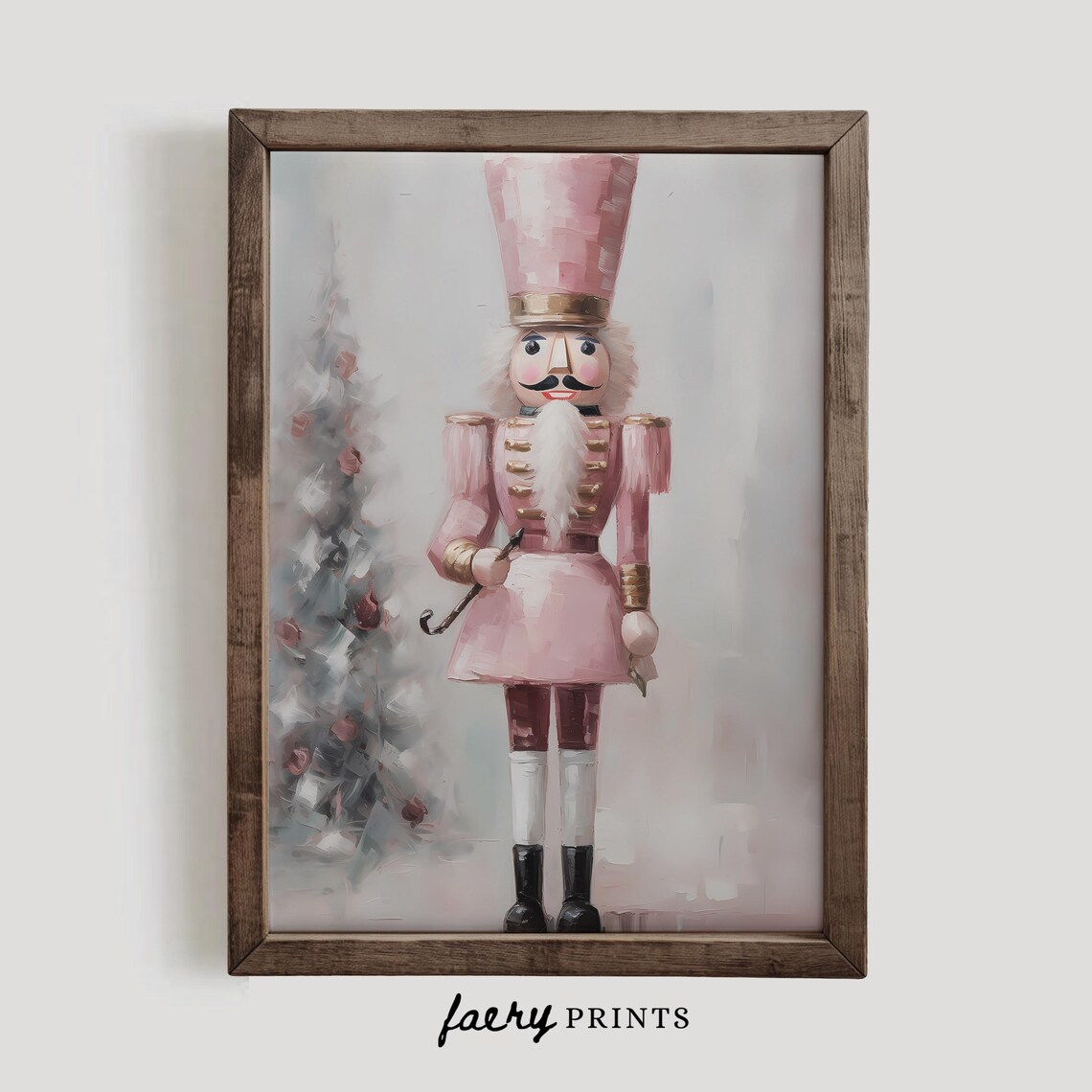 Pink Nutcracker Christmas Art Print, Holiday Decor - Image 2