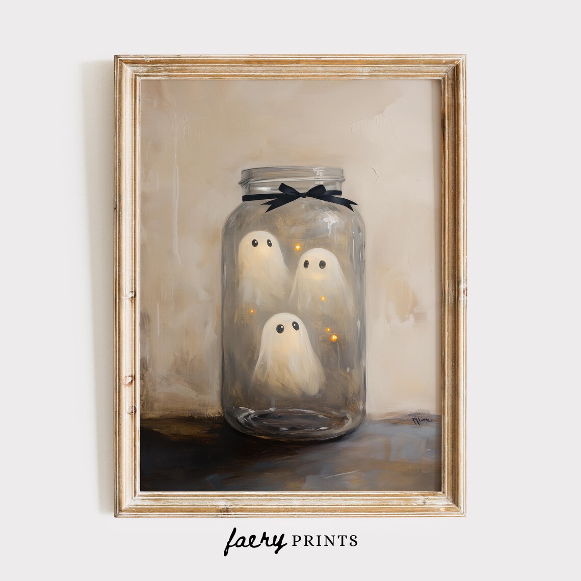 Ghosts In A Jar Halloween Farmhouse Art Print