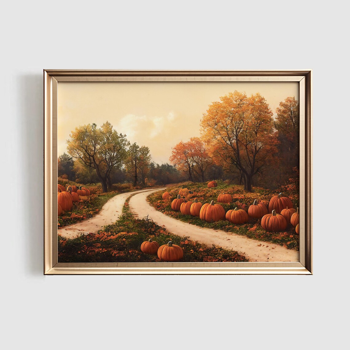 Pumpkin Patch Autumn Landscape Art Print