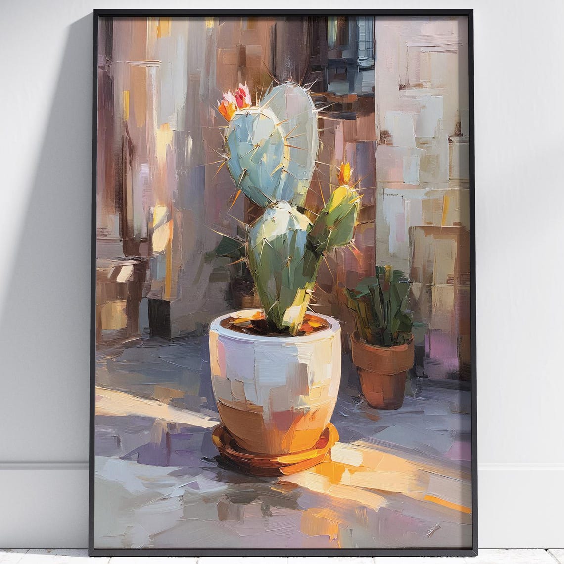 Potted Cactus Art Print Desert Decor Southwest Wall Illustration Boho Home Botanical Painting