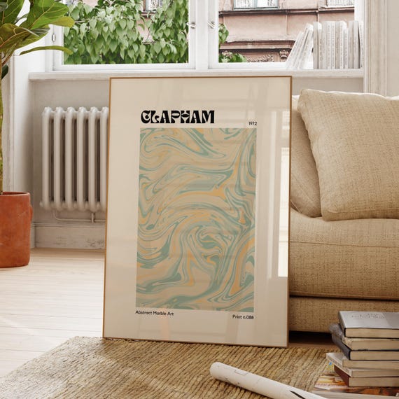 Clapham London Borough Wall Art Travel Poster Print City Abstract Decor Gift Contemporary