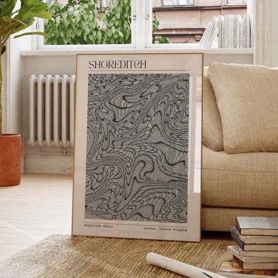 Shoreditch London Borough Wall Art Travel Poster Print City Abstract Decor Gift Contemporary