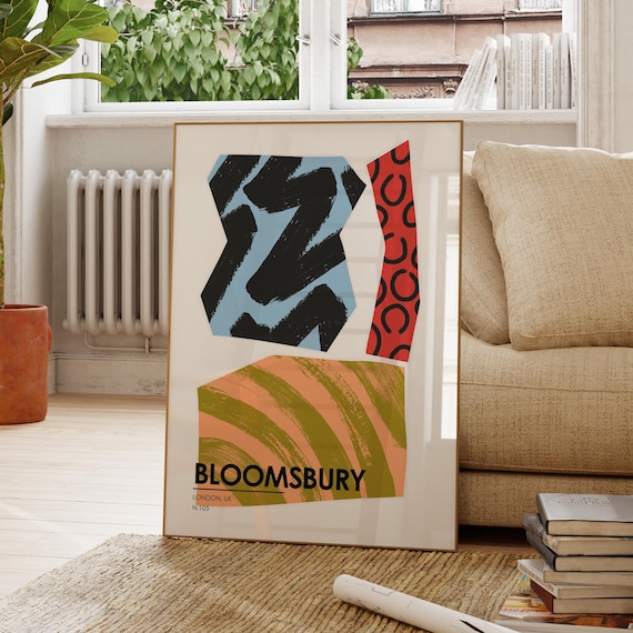 Bloomsbury London Mid Century Abstract Collage Colorful Art Poster