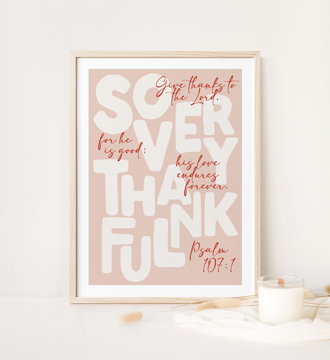 So Very Thankful Psalm 107:3 Christian Art Print - Image 2