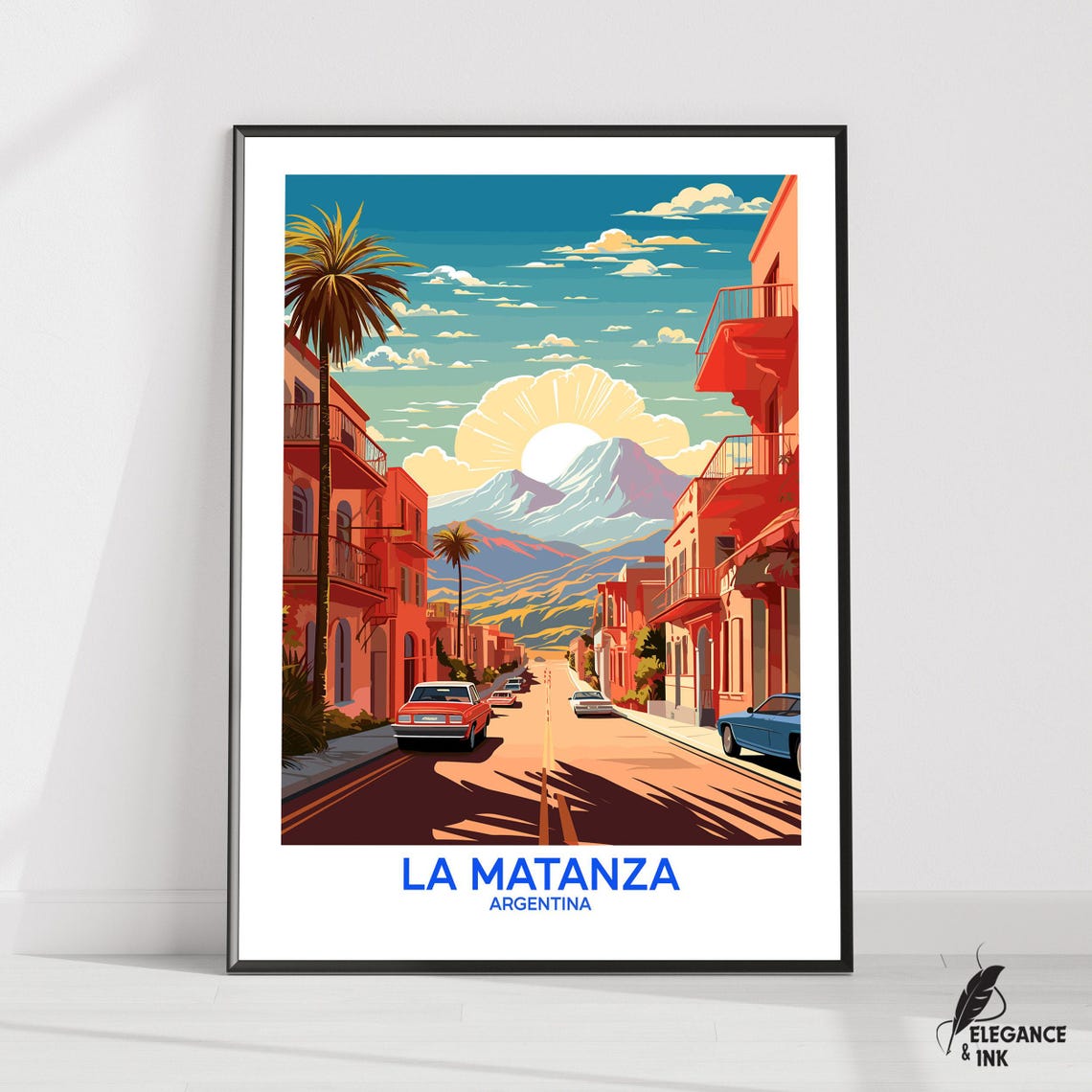 La Matanza Argentina Mountain Sunrise Street Travel Poster Artwork