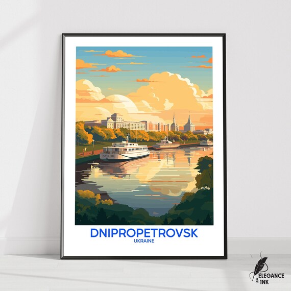 Dnipropetrovsk Wall Hanging Posterdnipropetrovsk Flat Vector Illustration Canvashandmade Wooden Frame And Unframed Colorful Vintage Gift