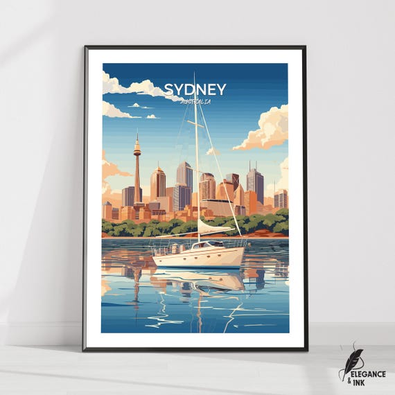 Sydney Printsydney Travel Postersydney Artworksydney Canvassydney Vintage Artsydney Home Decorsydney Paintingbirthday Gift