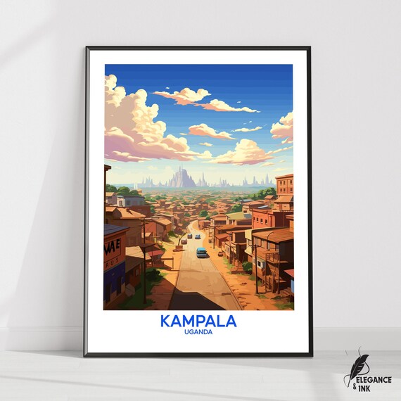 Kampala Wall Hanging Posterkampala Flat Vector Illustration Canvasuganda Handmade Wooden Frame And Unframed Colorful Vintage Gift