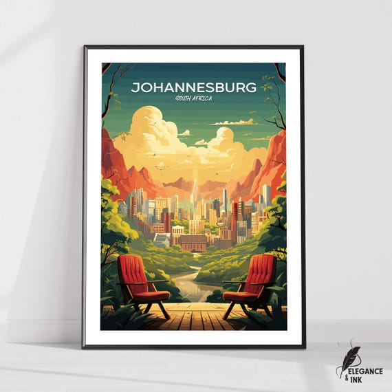 Johannesburg Printjohannesburg Travel Posterjohannesburg Artworkjohannesburg Canvaswall Decorhome Decorvintage Paintinggift Idea
