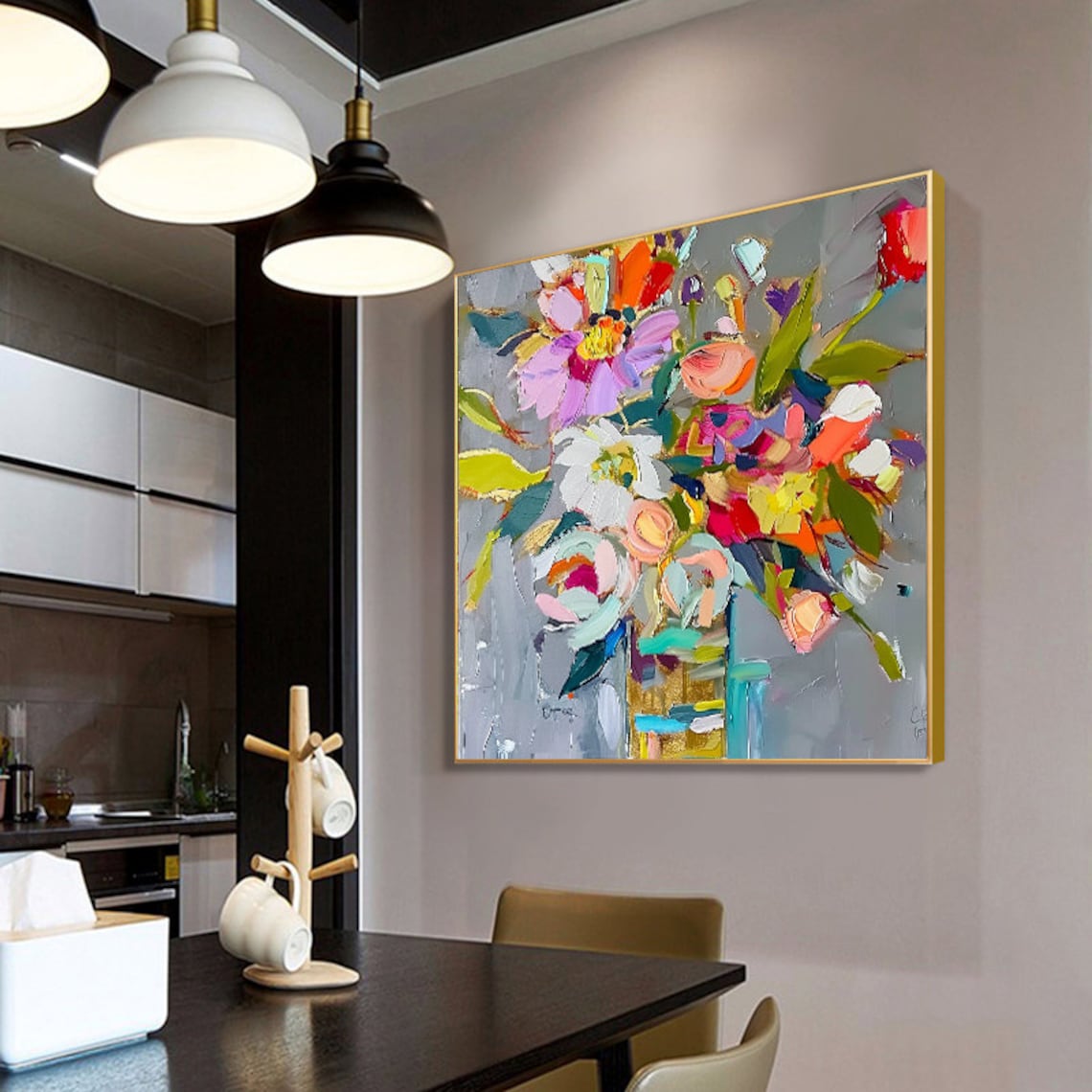 Abstract Flower Oil Painting, Floral Vase Art Print - Image 4