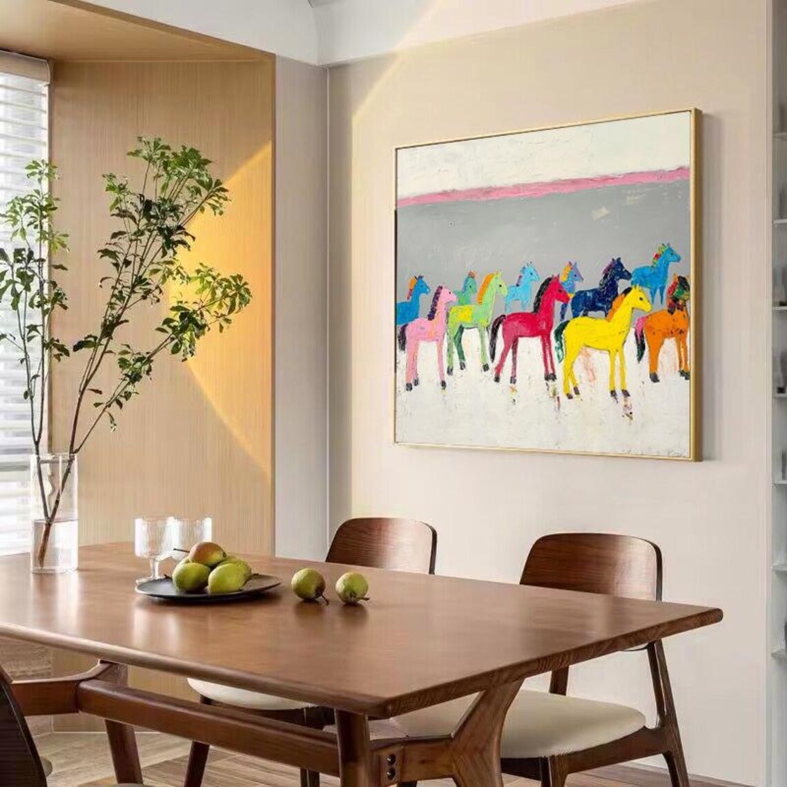 Colorful Horse Herd Rainbow Ponies Modern Animal Art Painting Poster - Image 5