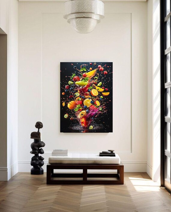 Fruits Wall Art Kitchen Home Decor Kitchen Wall Art Mixed Fruits Print Ready To Hang Print Modern Home Decor