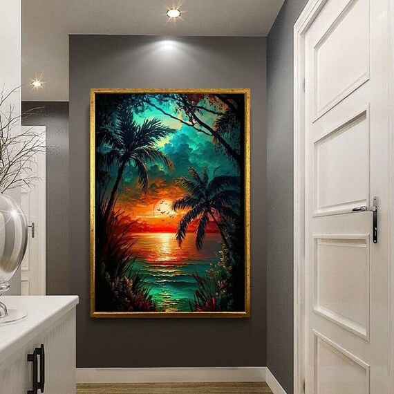 Night Moon And Tree Wall Art Moon And Tree Moon Modern Wall Art Night Landscape Print Abstract Wall Art