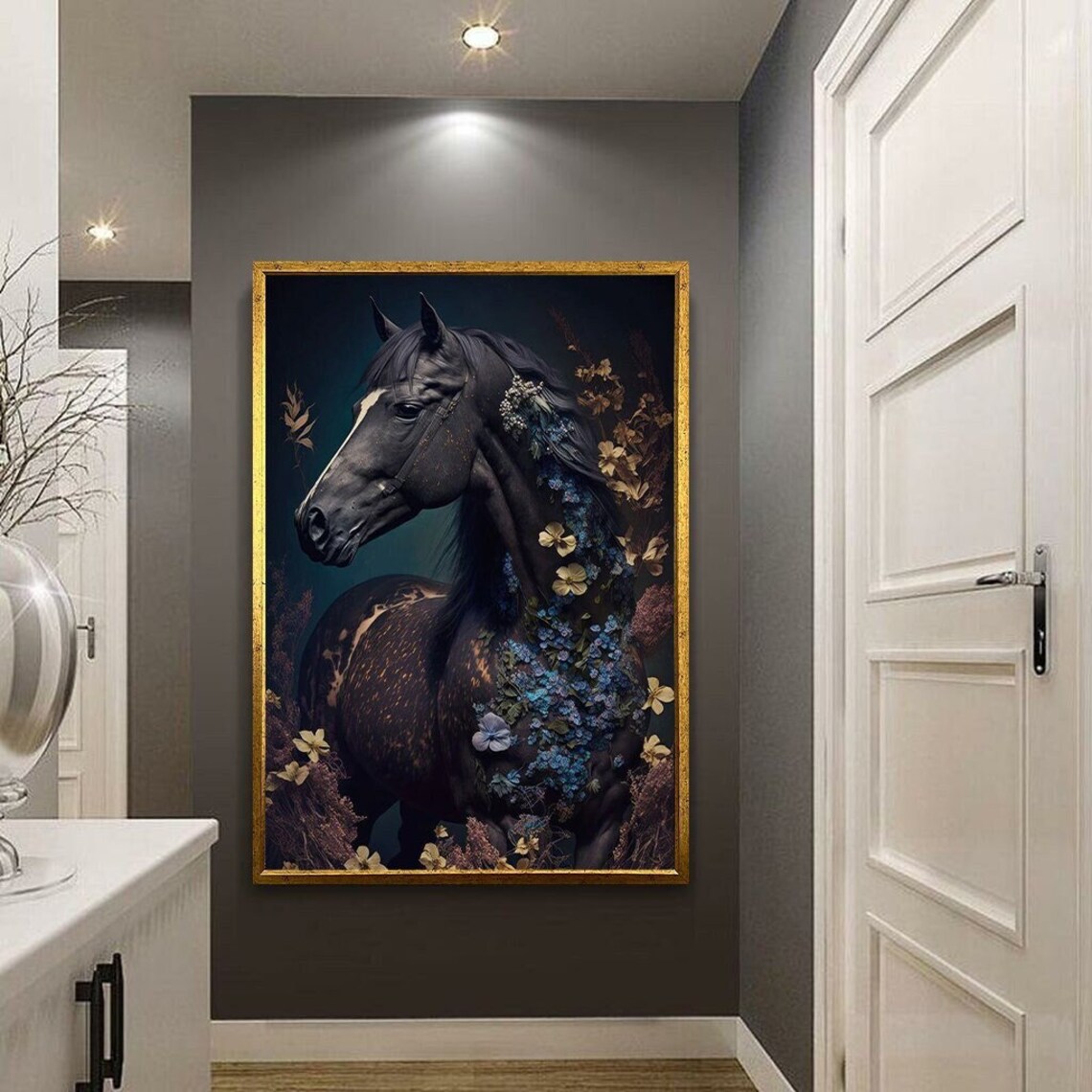 Brown Horse Print Prancing Horse Wall Art Race Horse Painting Horse Portrait Print Ready To Hang