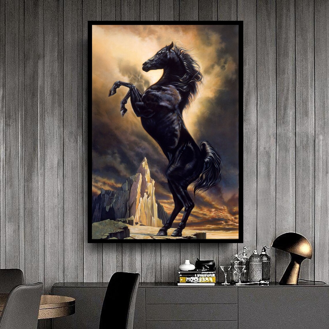 Brown Horse Print Prancing Horse Wall Art Race Horse Painting Horse Portrait Print Ready To Hang