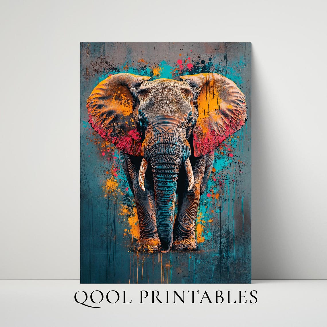 Elephant Wall Art Graffiti Living Room Decor Poster Urban Style Print Animal