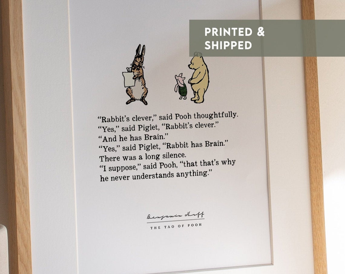 Tao of Pooh Rabbit Is Clever Benjamin Hoff Mindfulness Quote Poster - Image 2