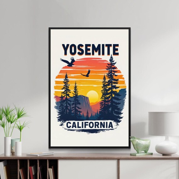Yosemite California Granite Cliffs Pines Sunset National Park Poster