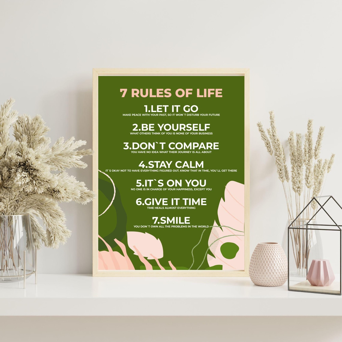 7 Rules of Life Motivational Quotes, Therapy Office Decor - Image 3