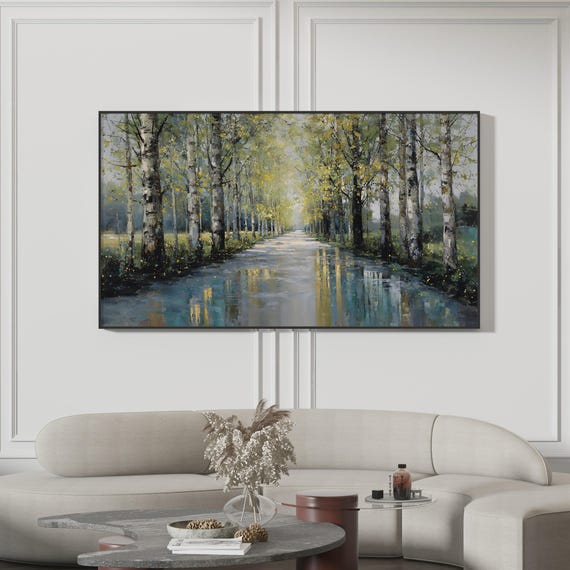 Birch Tree Path Frame Tv Art Impressionist Landscape