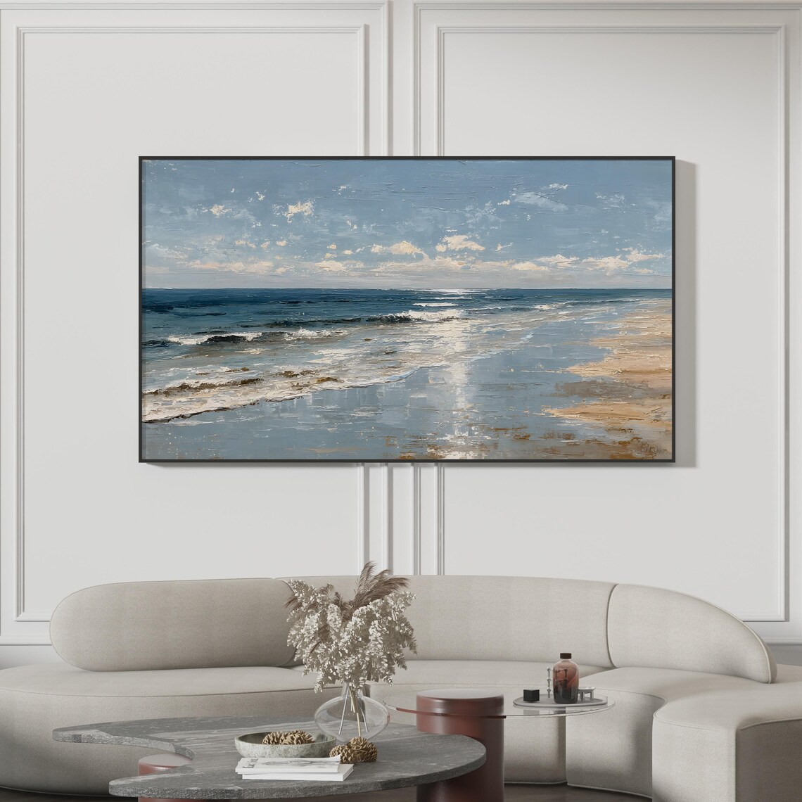 Ocean Calm Seascape Shoreline Impressionist Art Print