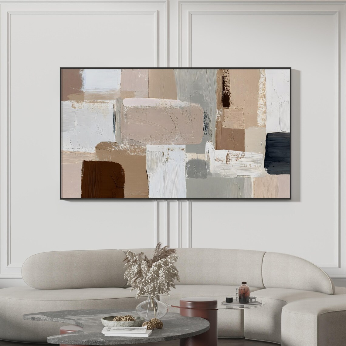 Geometric Blocks TV Art, Contemporary Minimalist Decor