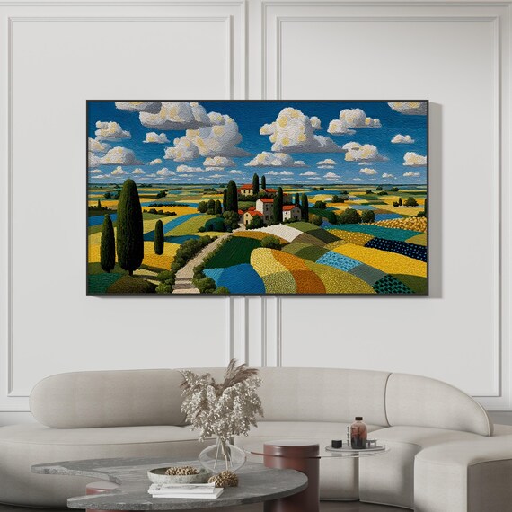 Colorful Textured Farm Field Patchwork Countryside Landscape Poster