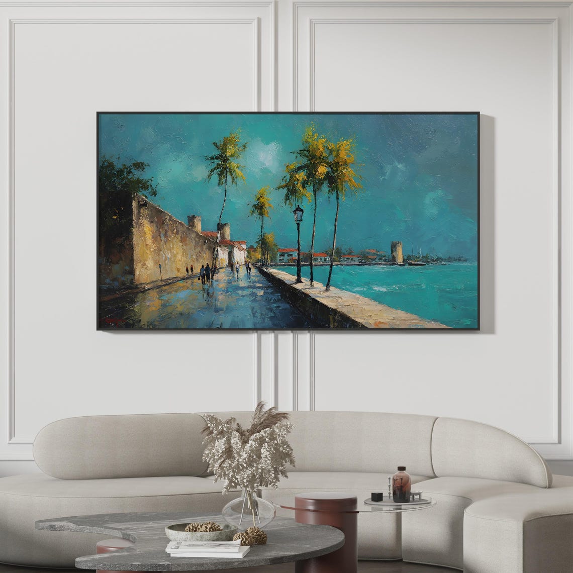 Martinique Caribbean Palm Trees Waterfront Seascape Art Print
