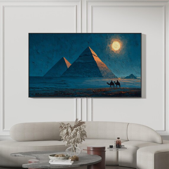 Pyramids, Giza Desert Landscape Ancient Egypt Art Print