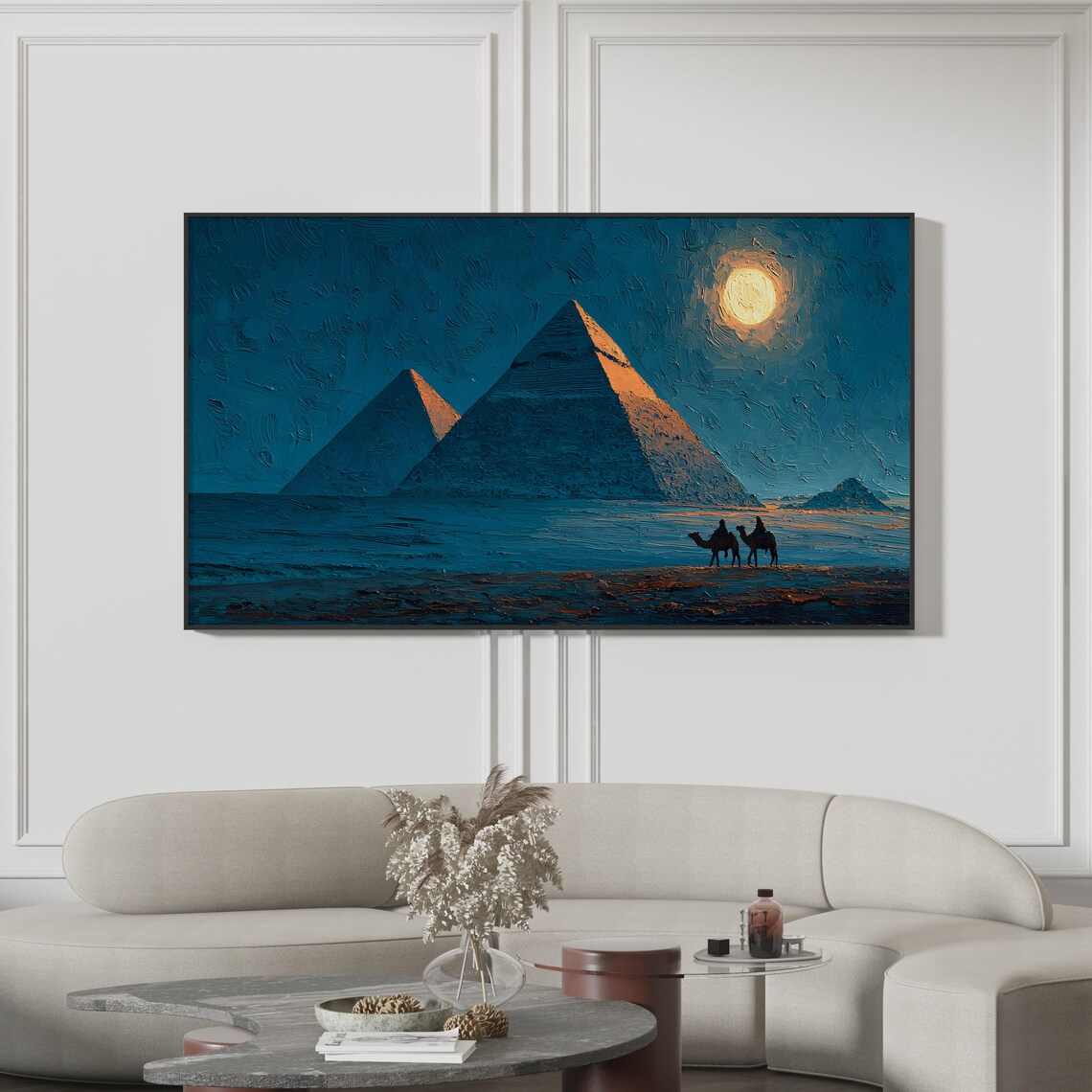 Pyramids, Giza Desert Landscape Ancient Egypt Art Print