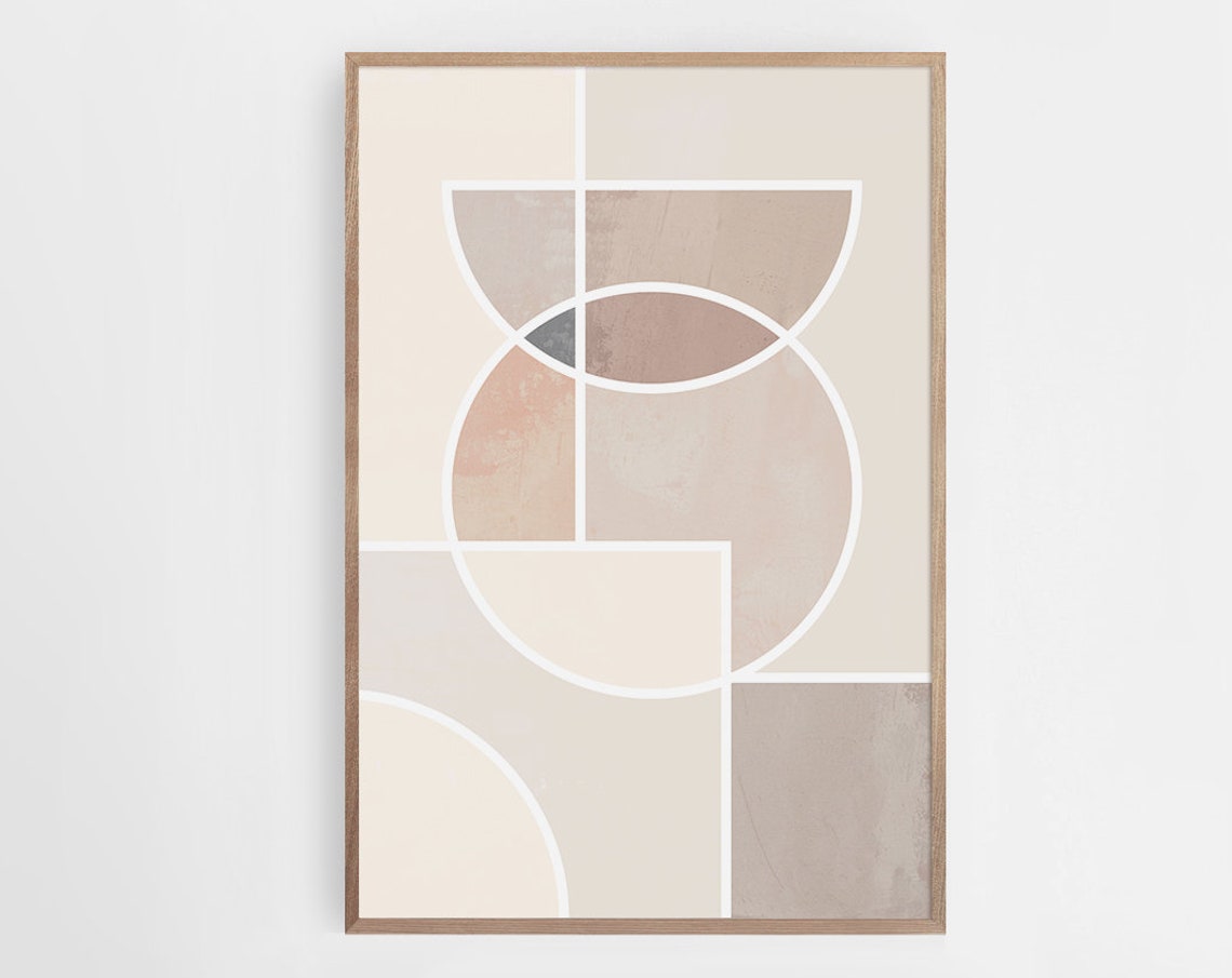 Beige Terracotta Geometric Circle Arc Abstract Neutral Wall Art