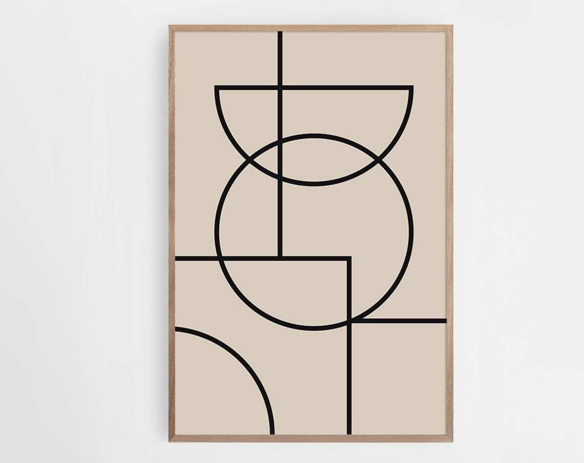 Black Beige Geometric Art, Abstract Wall Art Print