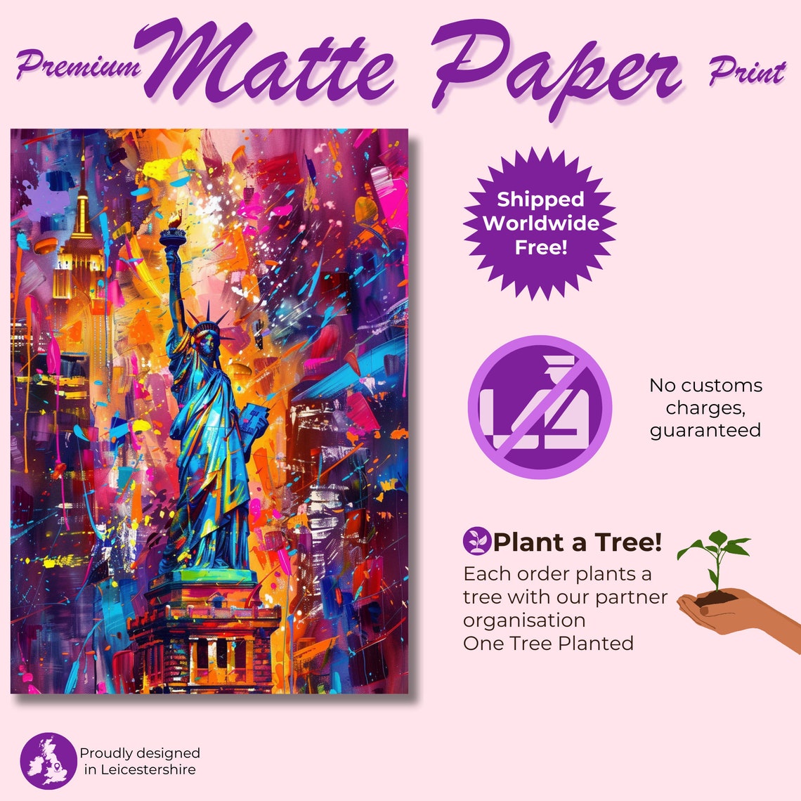 Statue Of Liberty New York City Poster Print Street Art Graffiti Painting Paint Splash Cityscape Abstract Travel Gift Manhattan America Usa - Image 3