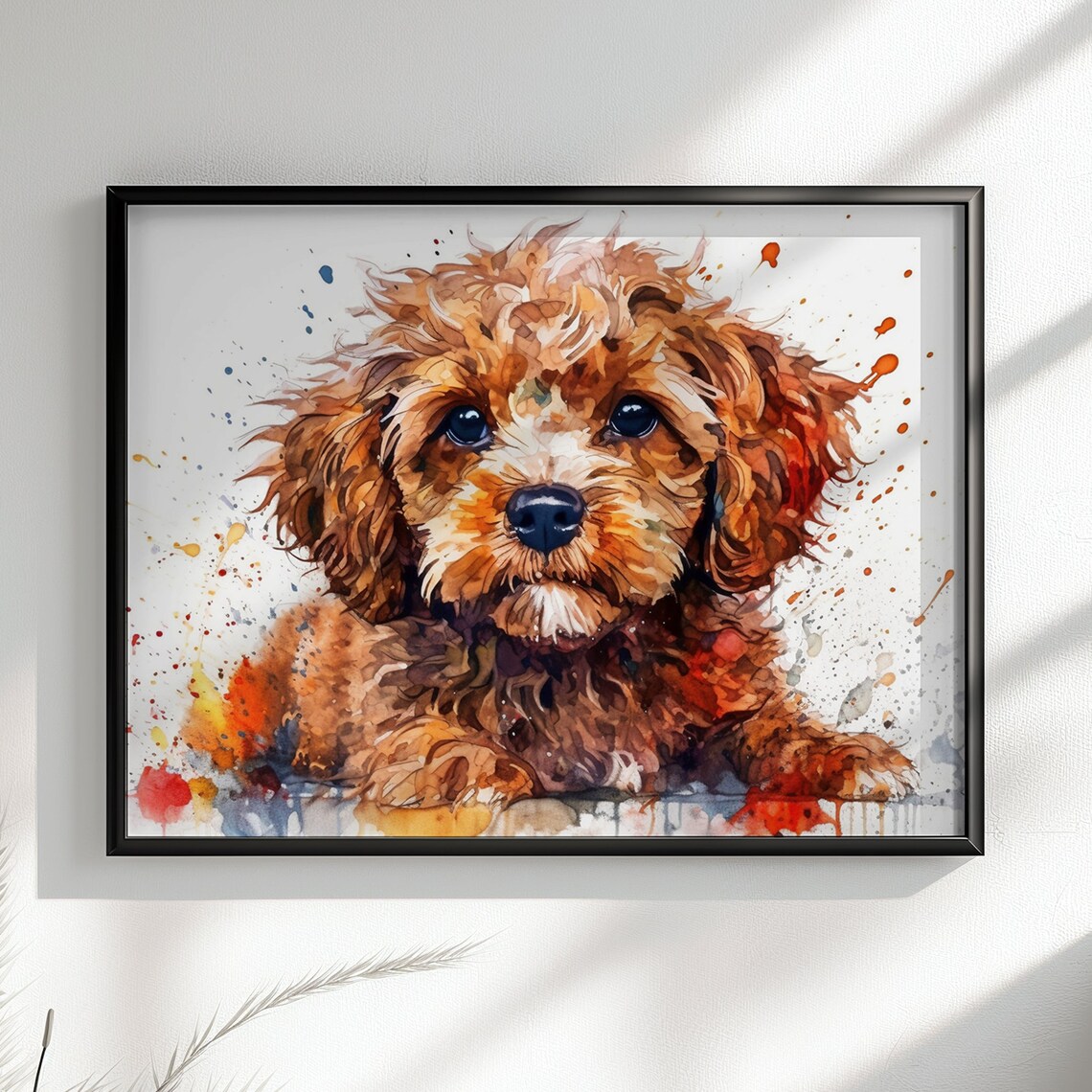 Cute Cavapoo Abstract Puppy Art Print, Dog Lovers