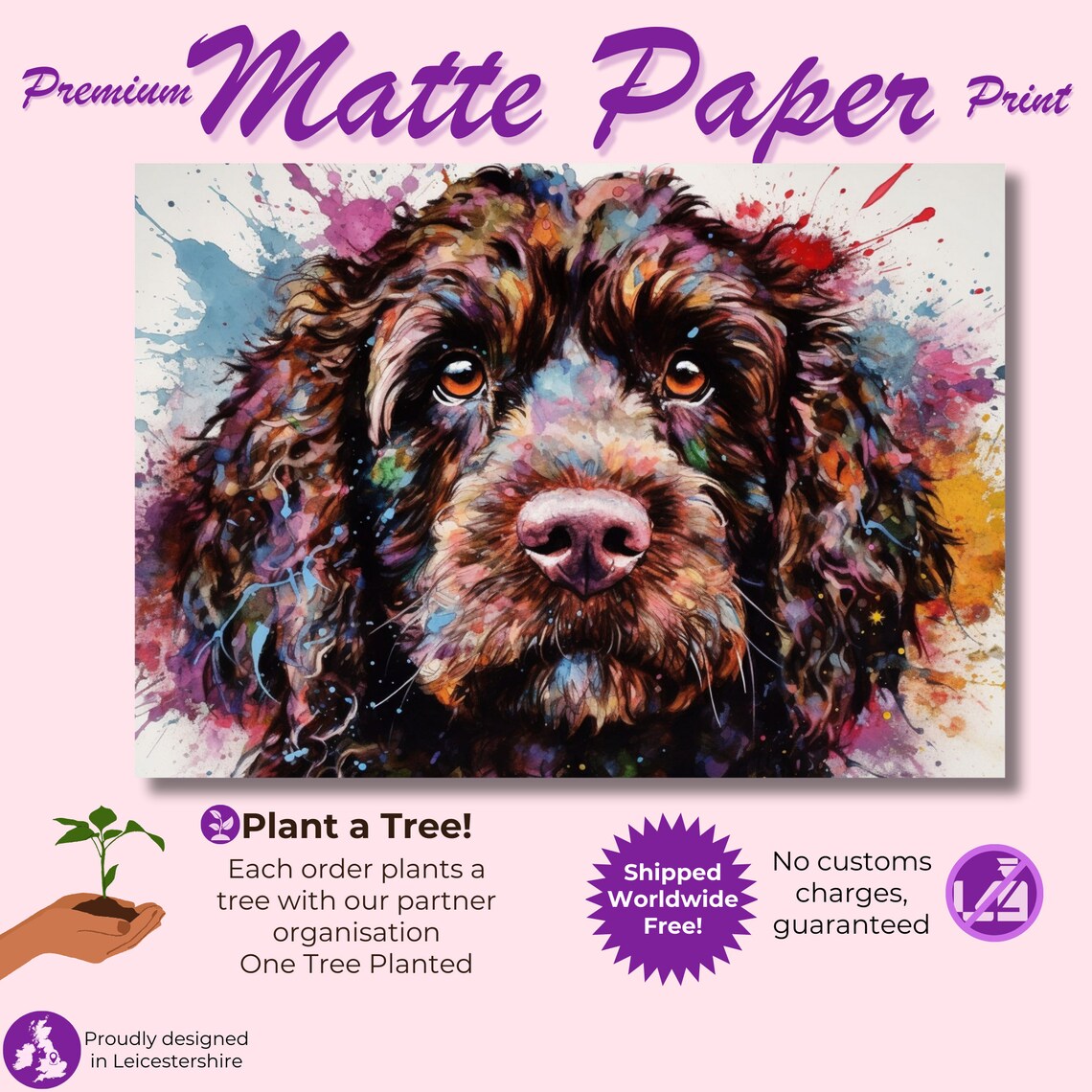 Chocolate Cockapoo Watercolor Dog Art Print - Image 3