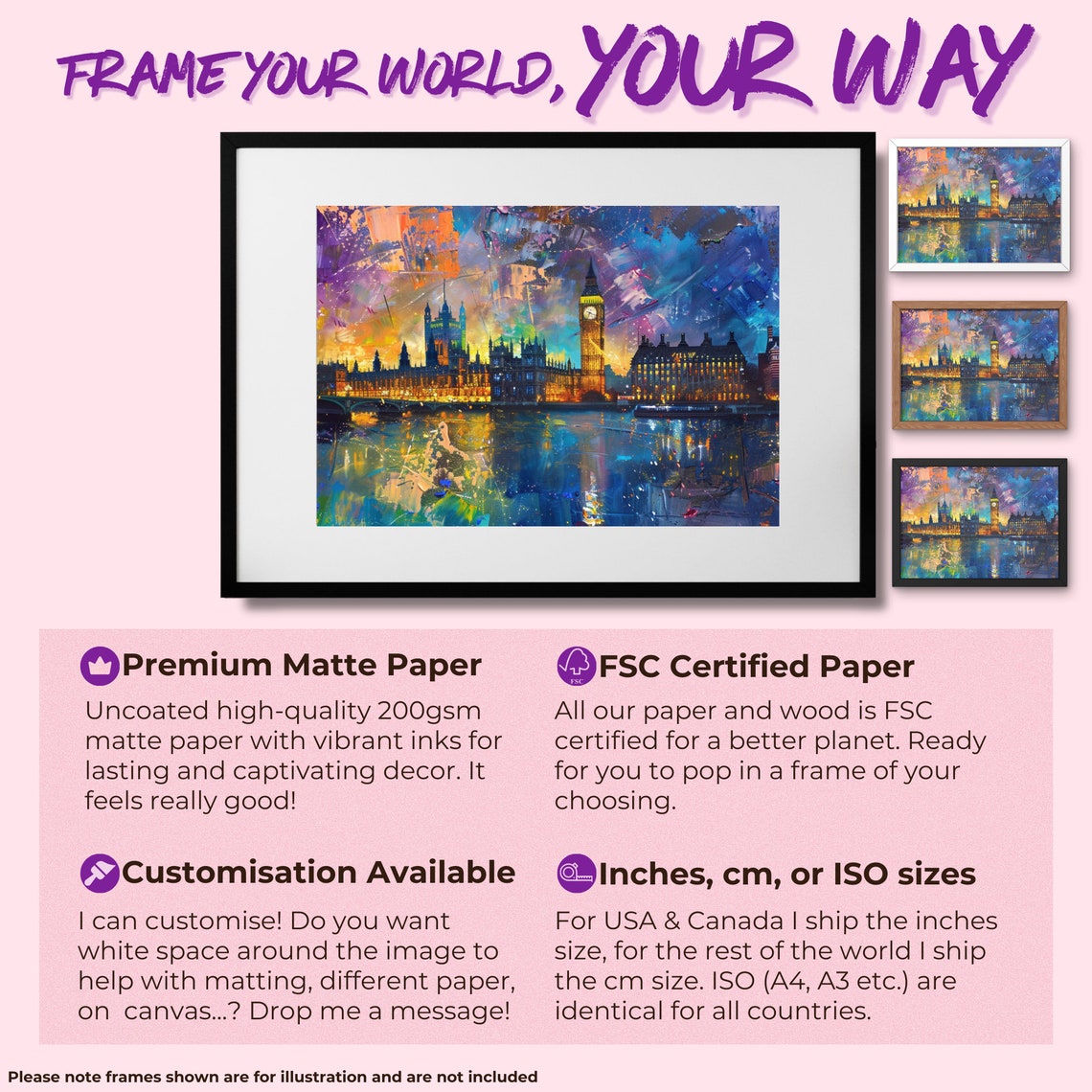 Big Ben at Night London Lights Thames River Reflections Art Poster - Image 2