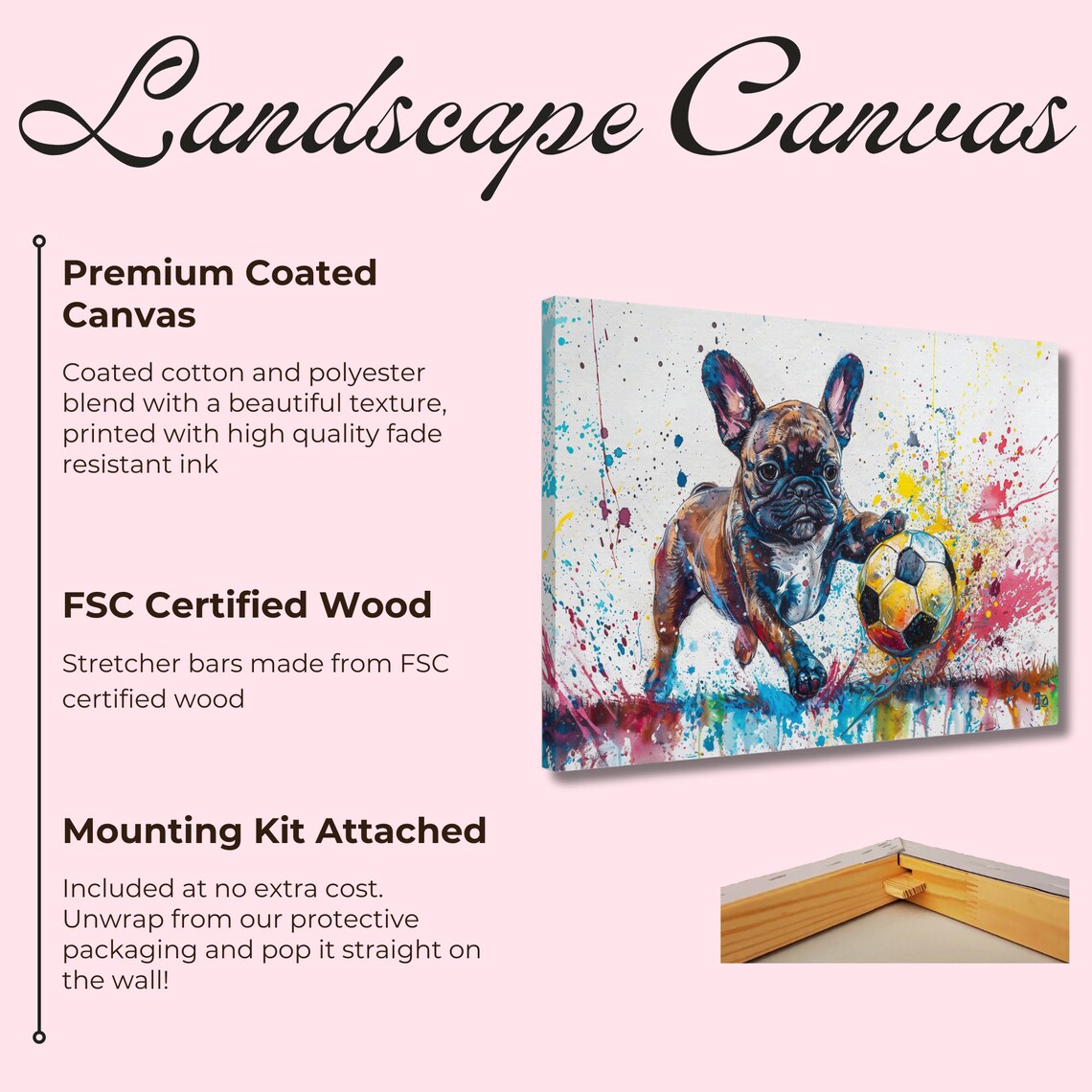 French Bulldog Puppy Playing Soccer Paint Splash Sports Dog Poster - Image 2