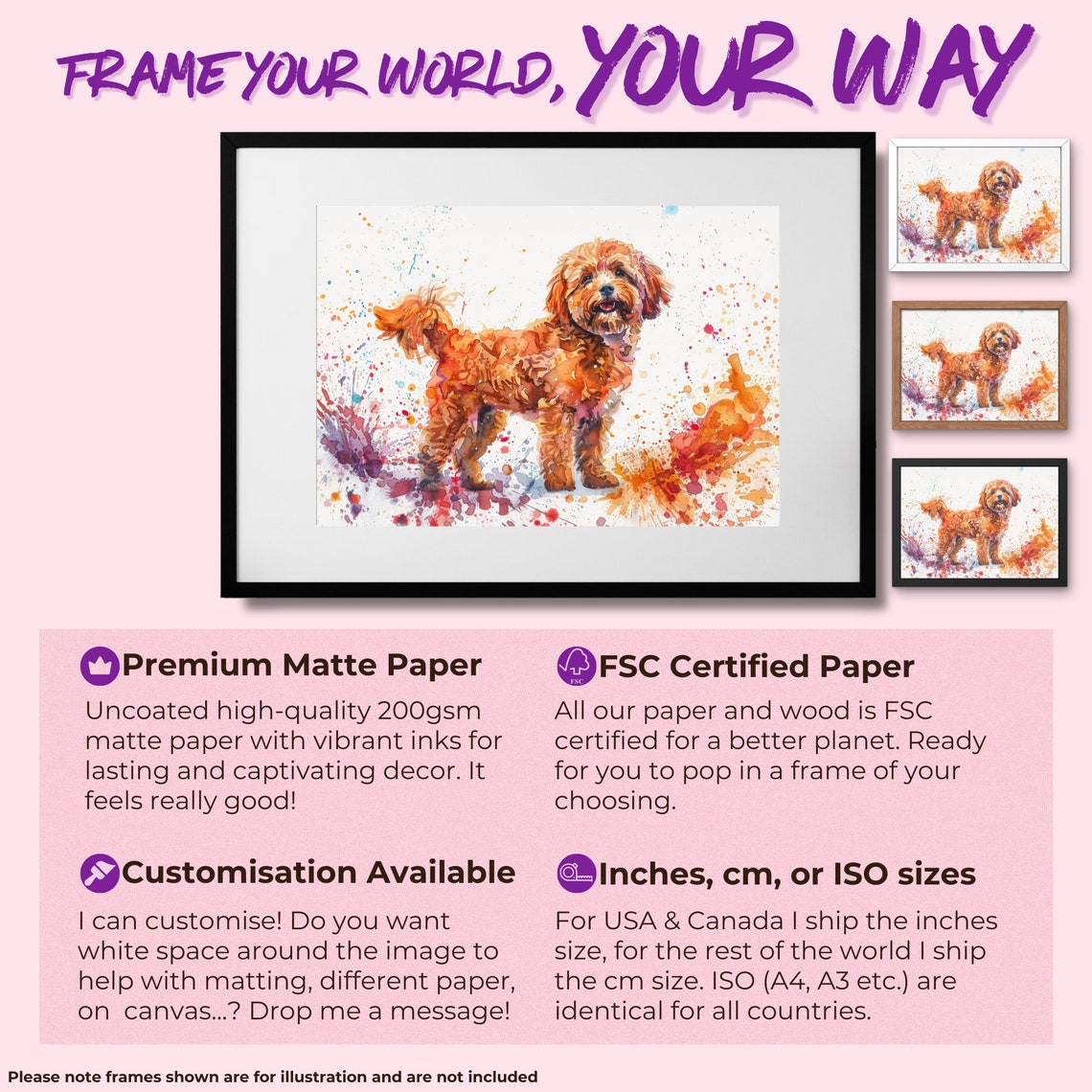 Cockapoo Apricot Coat Watercolour Splash Art Happy Smiling Dog Poster - Image 2