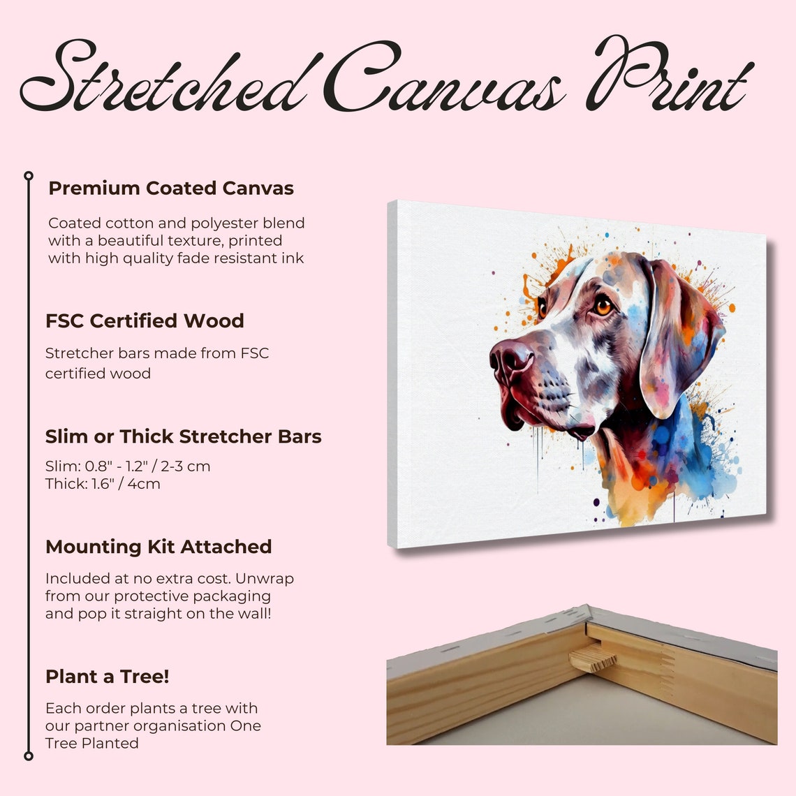 Weimaraner Left Profile Colorful Paint Splash Watercolor Dog Poster - Image 2