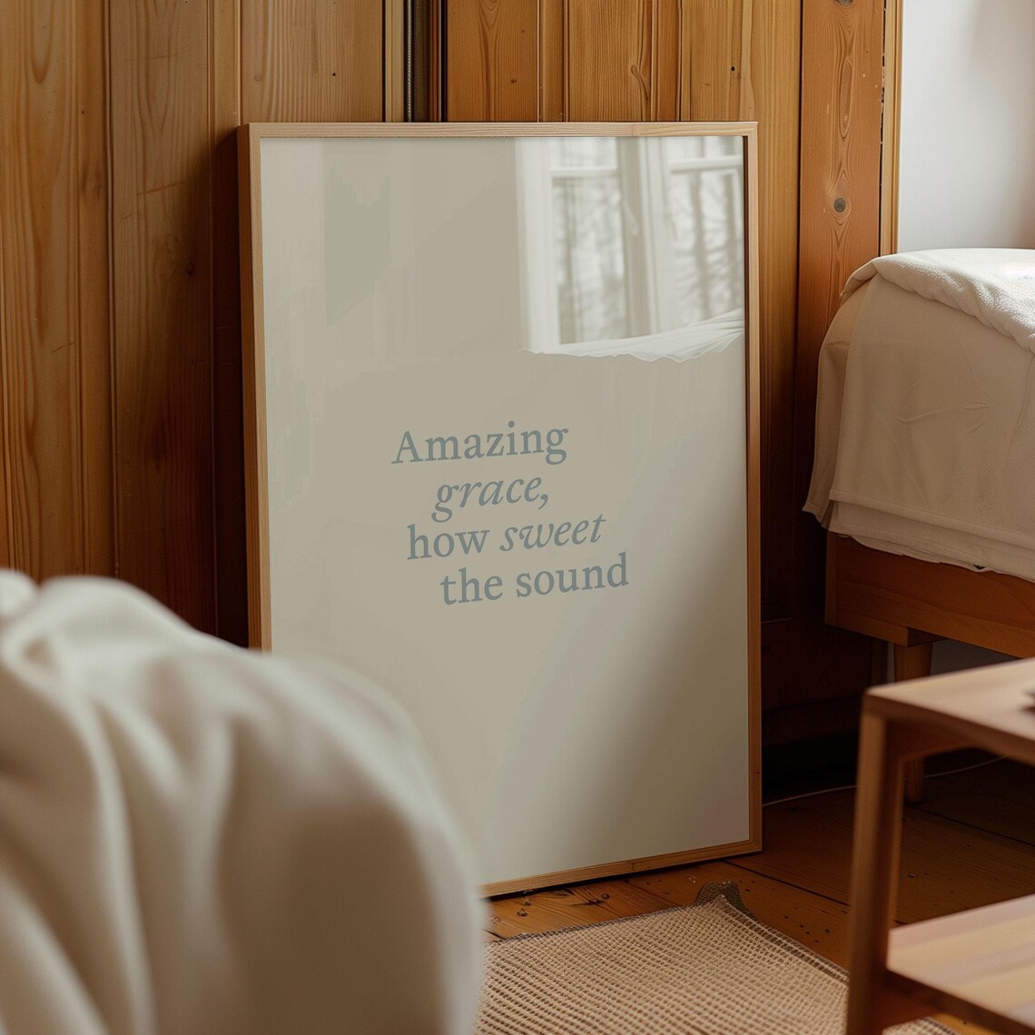 Amazing Grace How Sweet The Sound Navy Minimalist Hymn Lyrics Quote Poster - Image 3