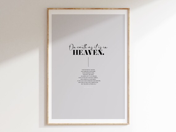 Matthew 6 On Earth As It Is In Heaven Lord's Prayer Verse Poster Decor