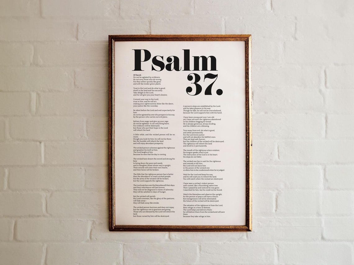 Psalm 37 Full Chapter Oversized Serif Editorial Typography Poster - Image 2