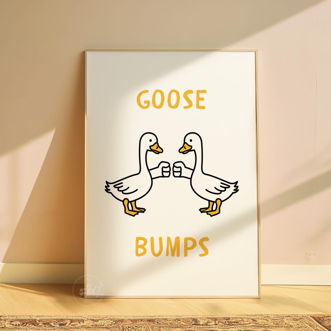 Silly Goose Wall Art Bumps White Nursery Decor Funny Animal Print Kids Room Playroom