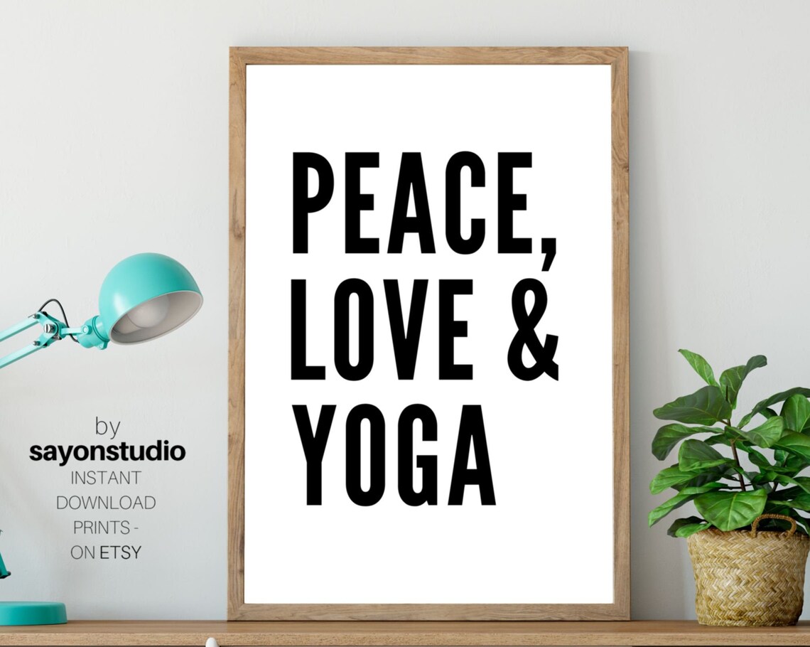 Peace Love And Yoga Bold Black Sans Serif Yoga Studio Mindfulness Poster