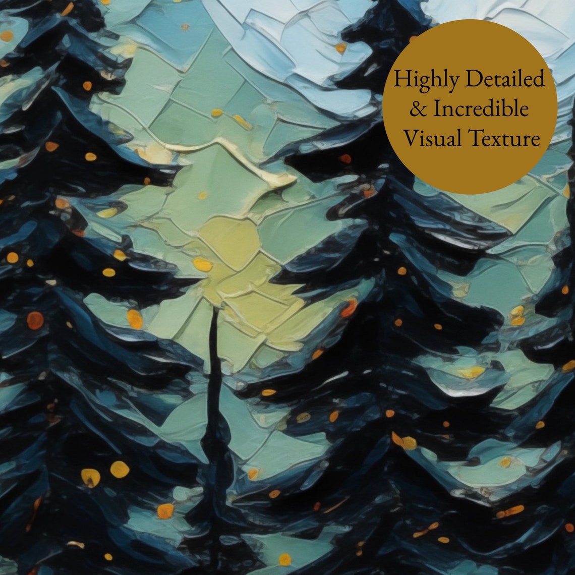 Starry Night Sky Pine Tree Silhouette Art Print - Image 3
